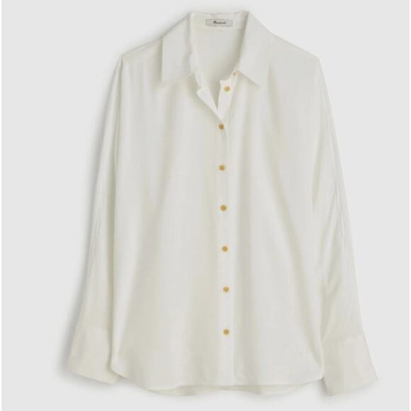 Madewell Relaxed Dolman Button-Up Shirt WMNS XS White Natural Undyed Long Sleeve - Picture 3 of 9